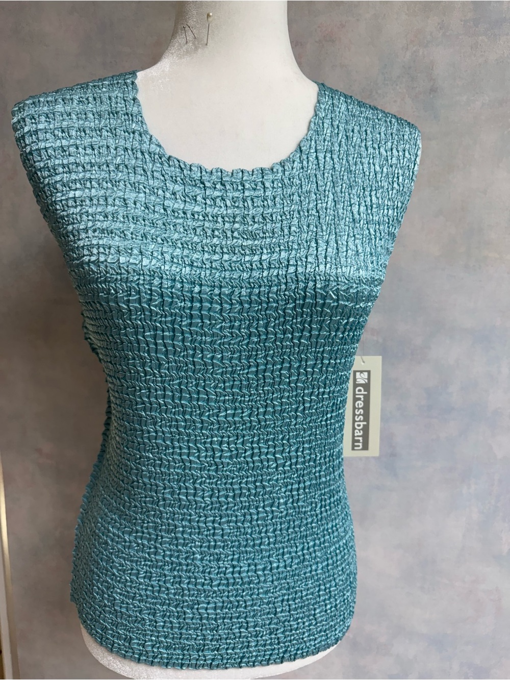NWT Dress Barn Ice Blue - Gorgeous Sheen- Sleeveless Top Very Stretchy